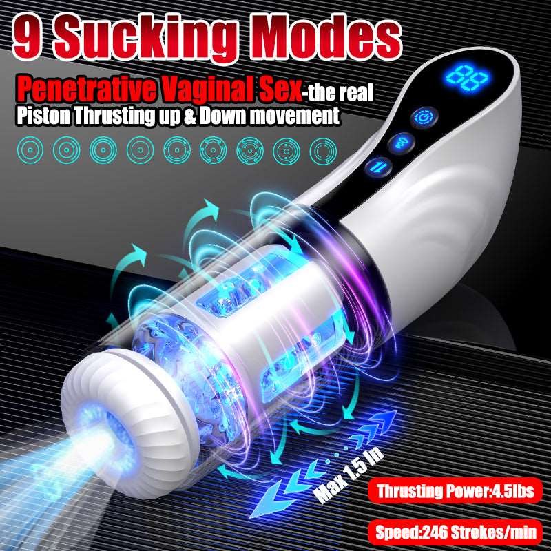 Male masturbator with LED display and transparent chamber, photo 3
