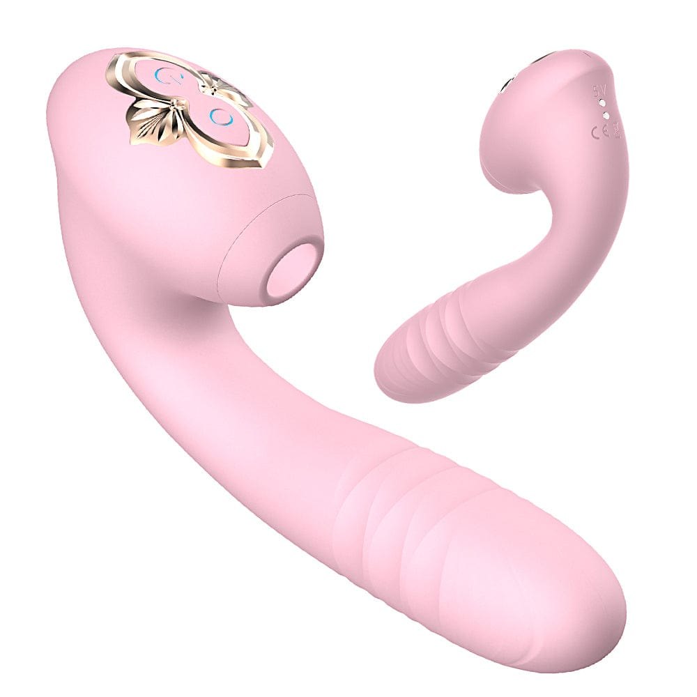 Slap~pink 3-in-1 thrusting suction clit vibrator