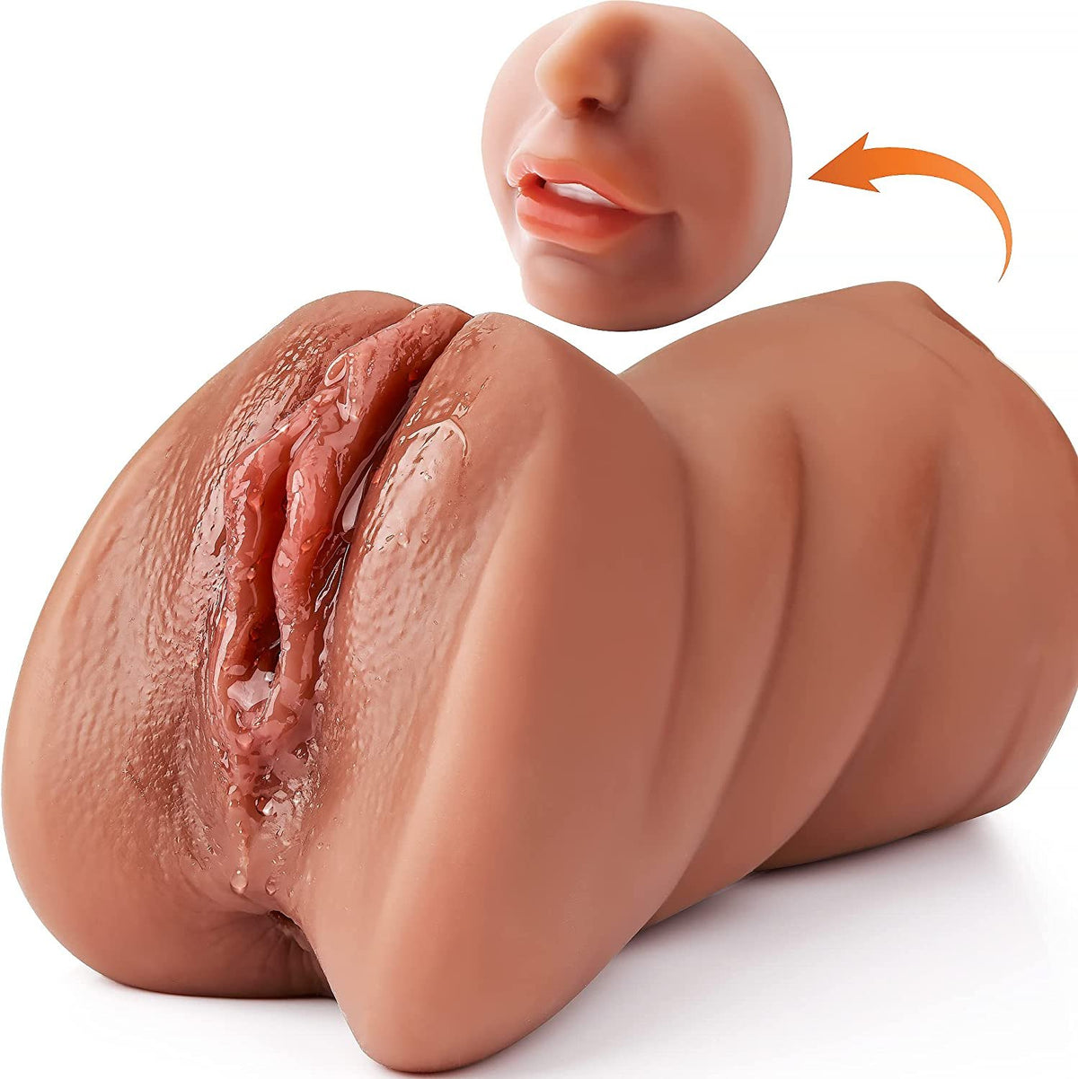 3-in-1 TPE male masturbator with mouth, vaginal, and anal channels, photo 1