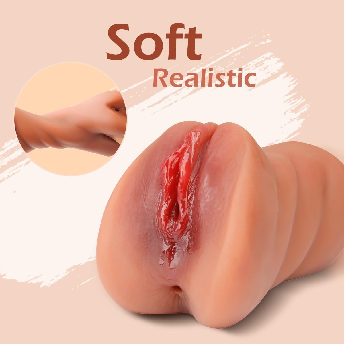3-in-1 TPE male masturbator with mouth, vaginal, and anal channels, photo 3