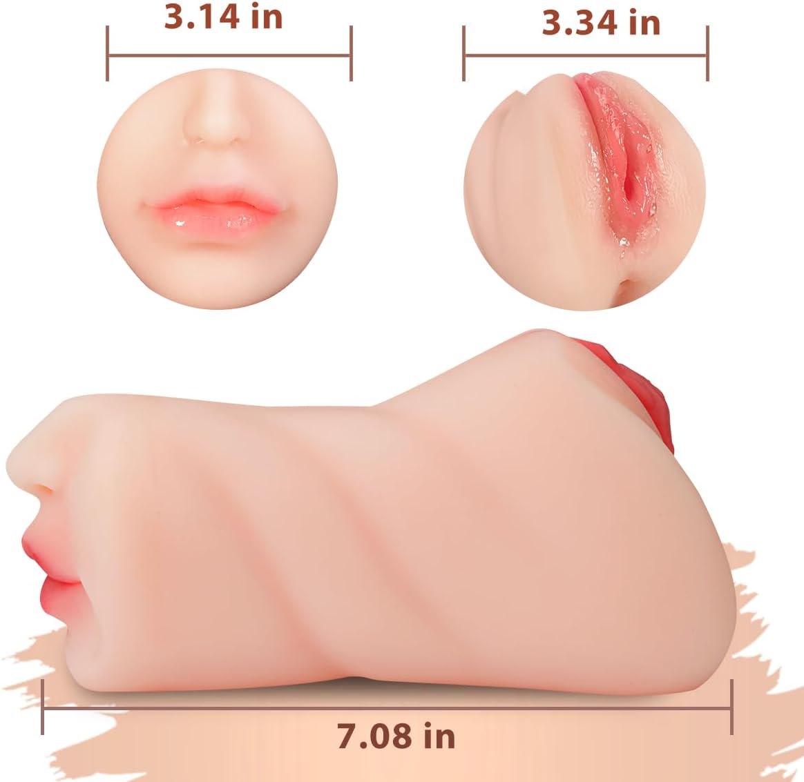 3-in-1 TPE male masturbator with mouth, vaginal, and anal channels, photo 6