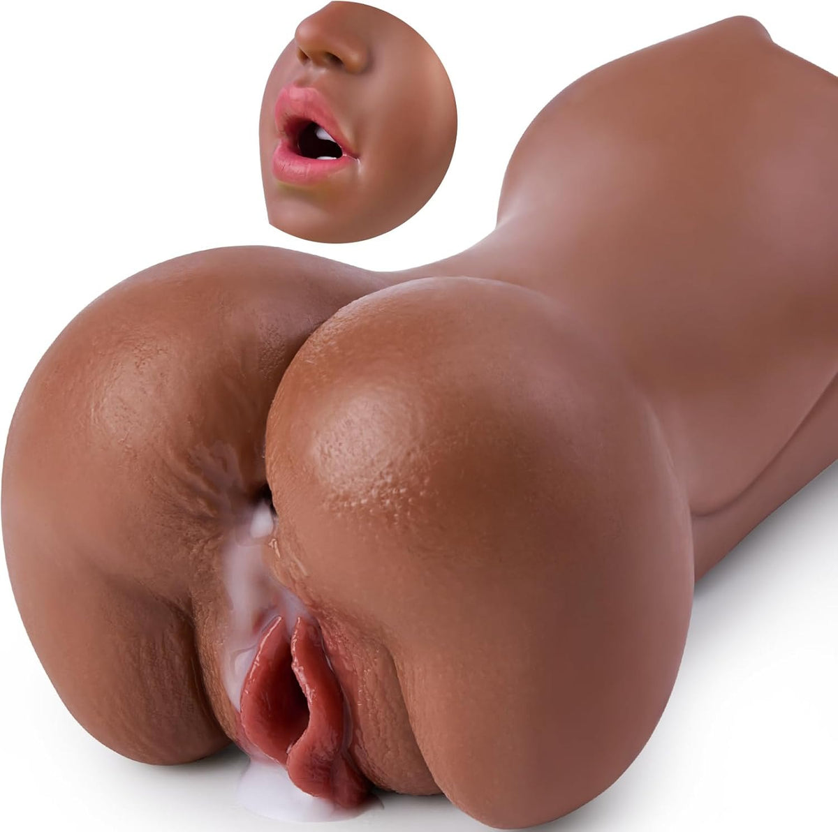 TPE 3-in-1 male masturbator torso with textured mouth, photo 1