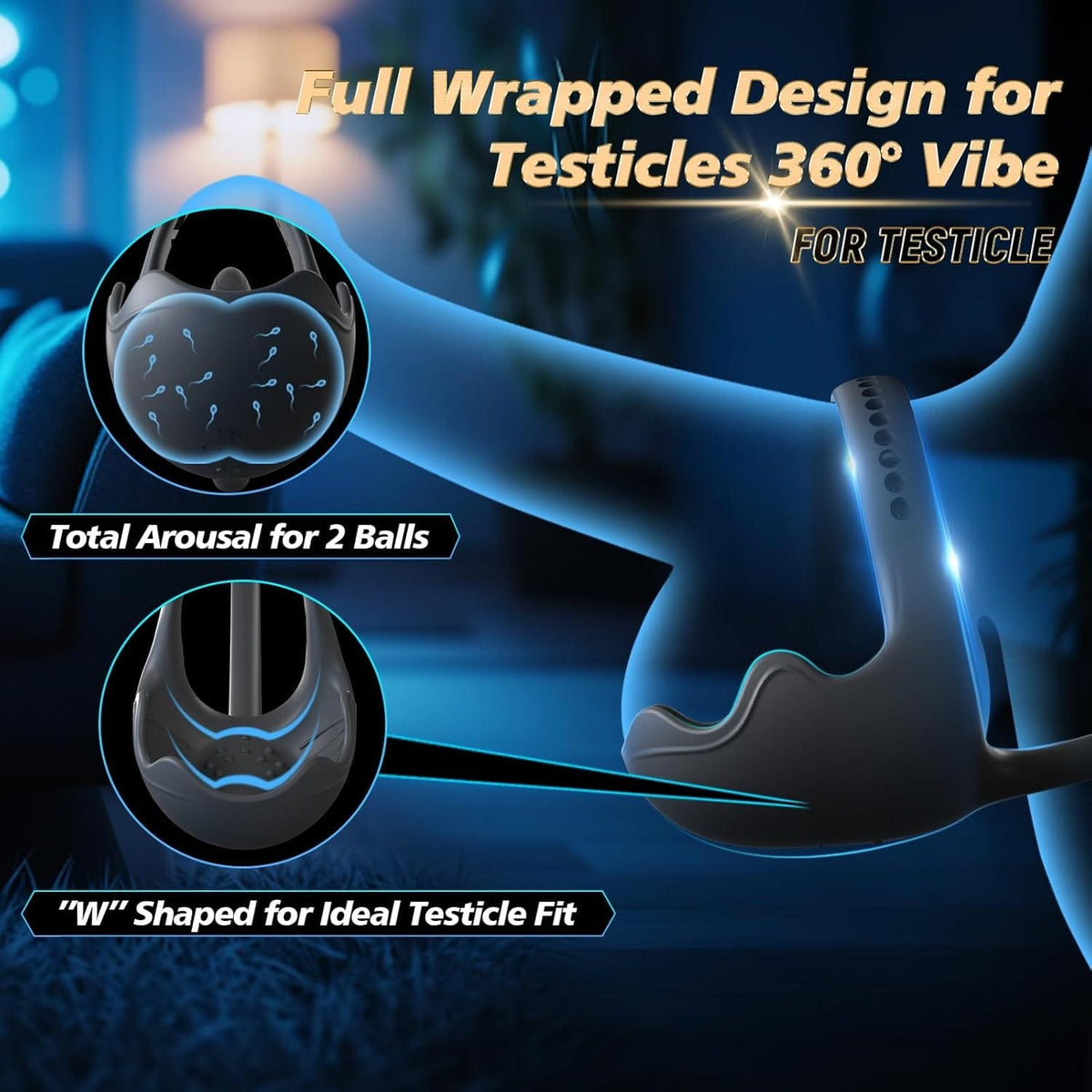 Black silicone vibrating cock ring with anal stimulator, photo 2