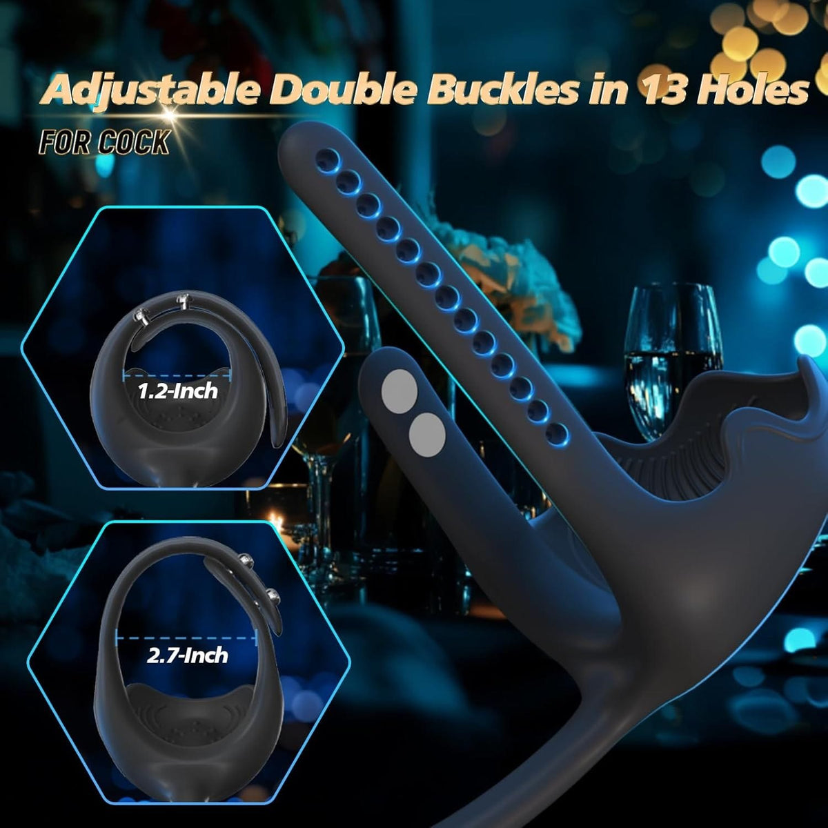 Black silicone vibrating cock ring with anal stimulator, photo 4