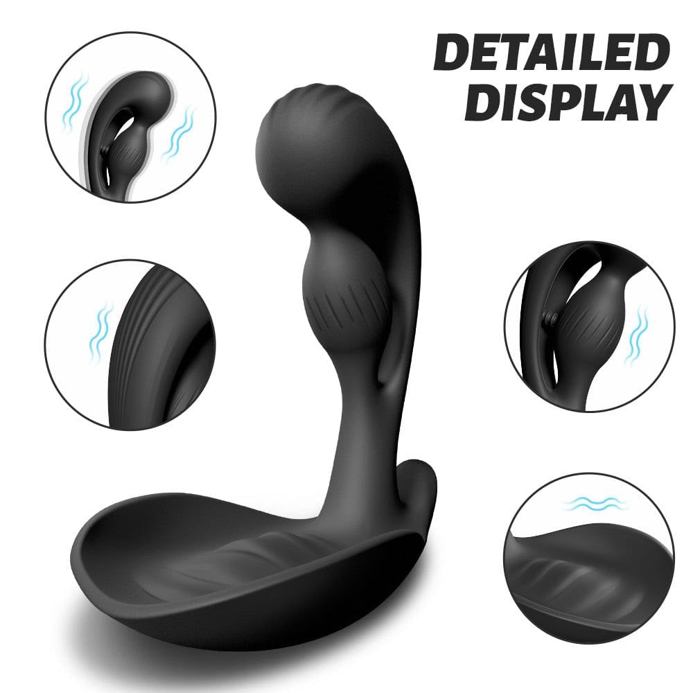 Black prostate massager with remote control, photo 2