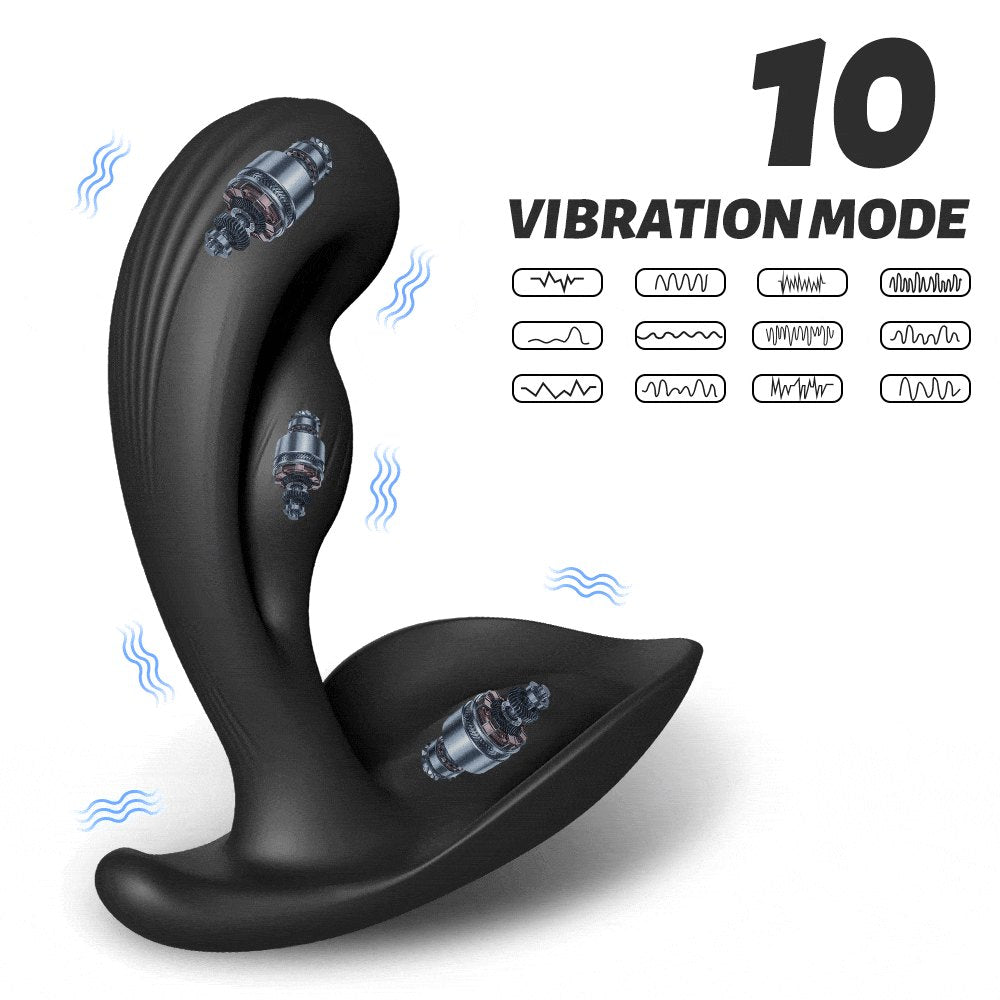 Black prostate massager with remote control, photo 3