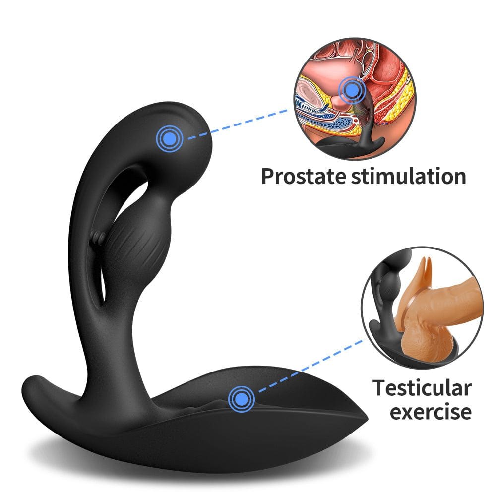 Black prostate massager with remote control, photo 4