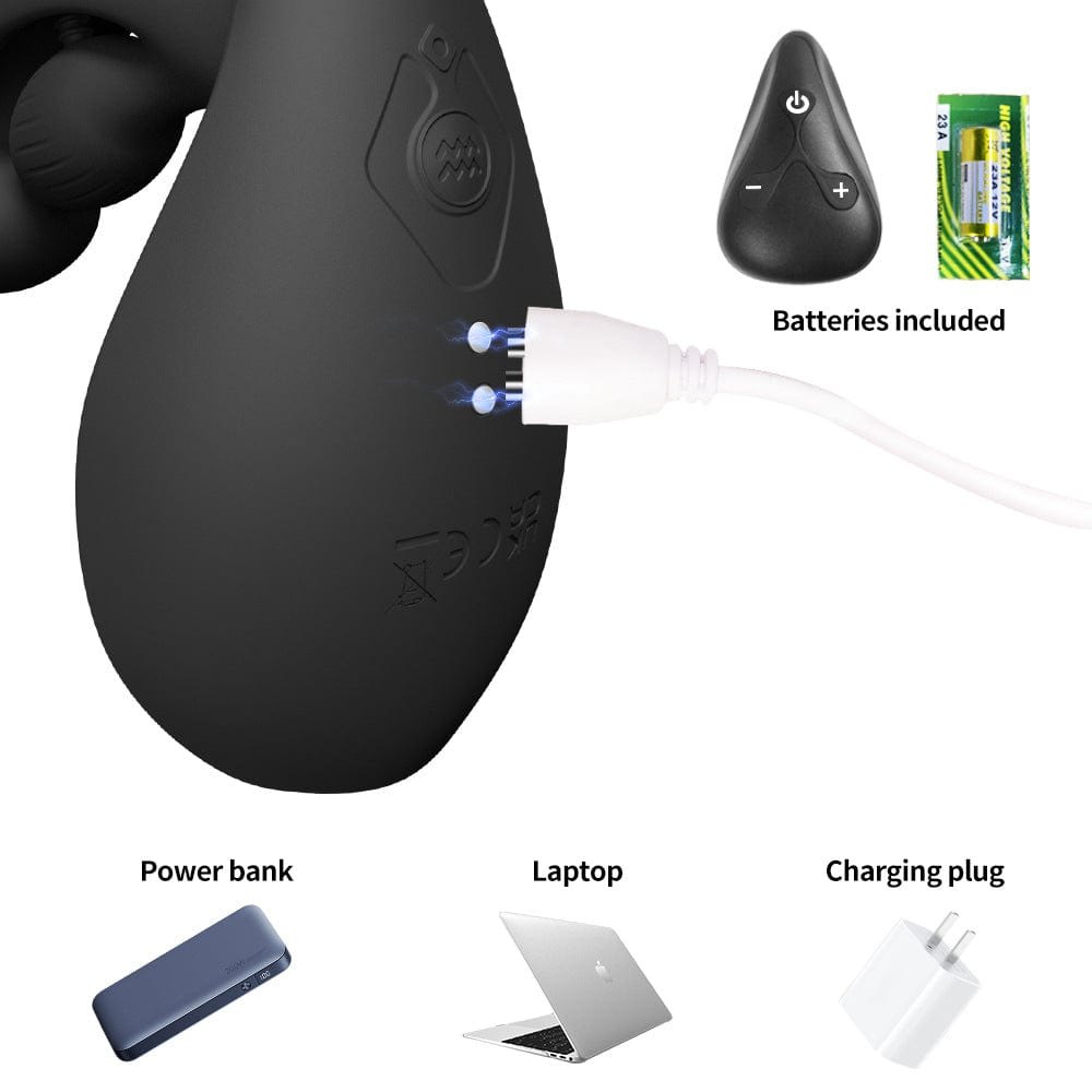 Black prostate massager with remote control, photo 5