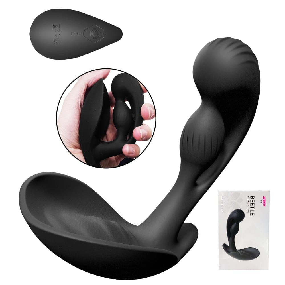 Black prostate massager with remote control, photo 8