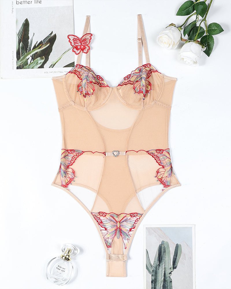 3d butterfly embroidered gathered bodysuit, photo 7
