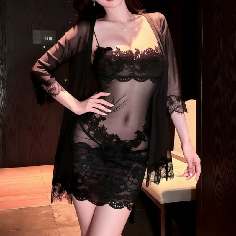 3d floral applique sheer mesh babydoll nightgown, photo 5