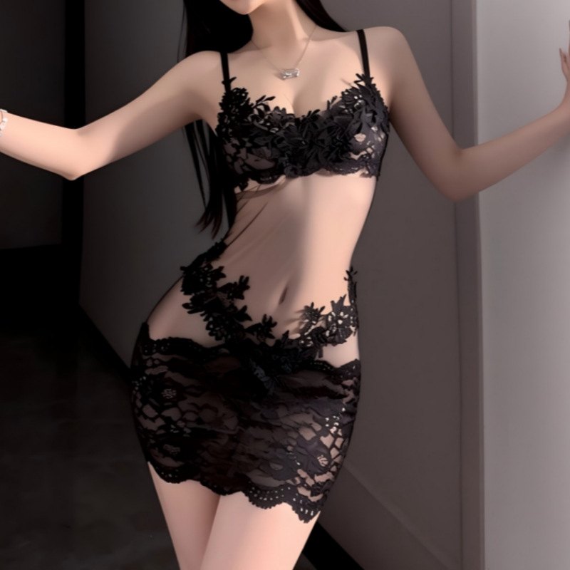 3d floral applique sheer mesh babydoll nightgown, photo 8