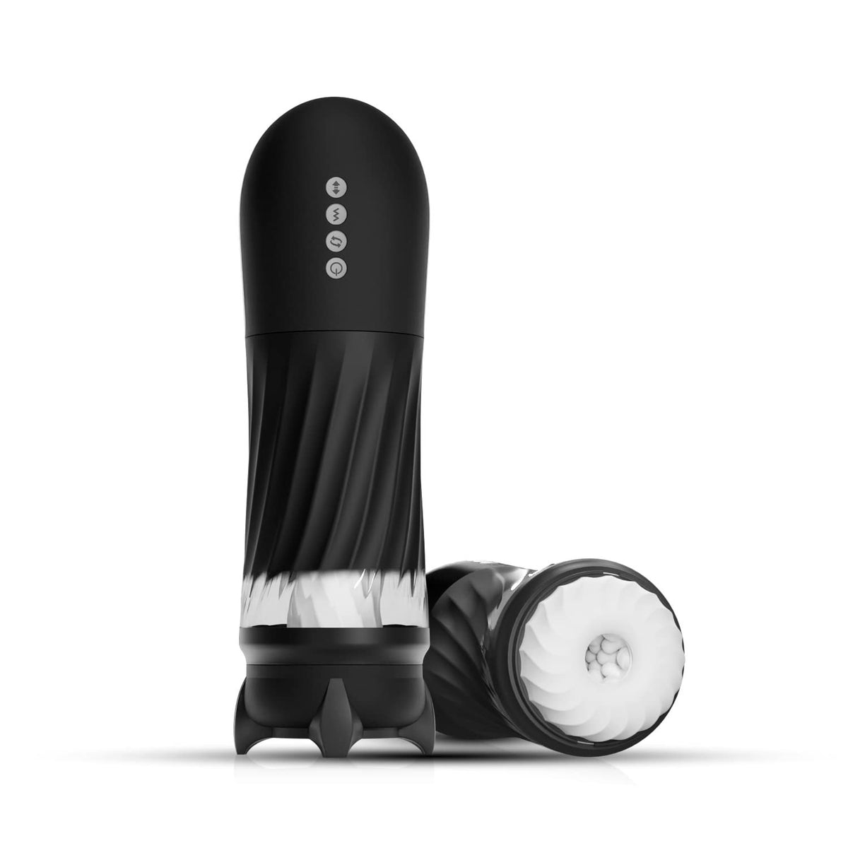 Black rocket-shaped textured male masturbator, photo 5