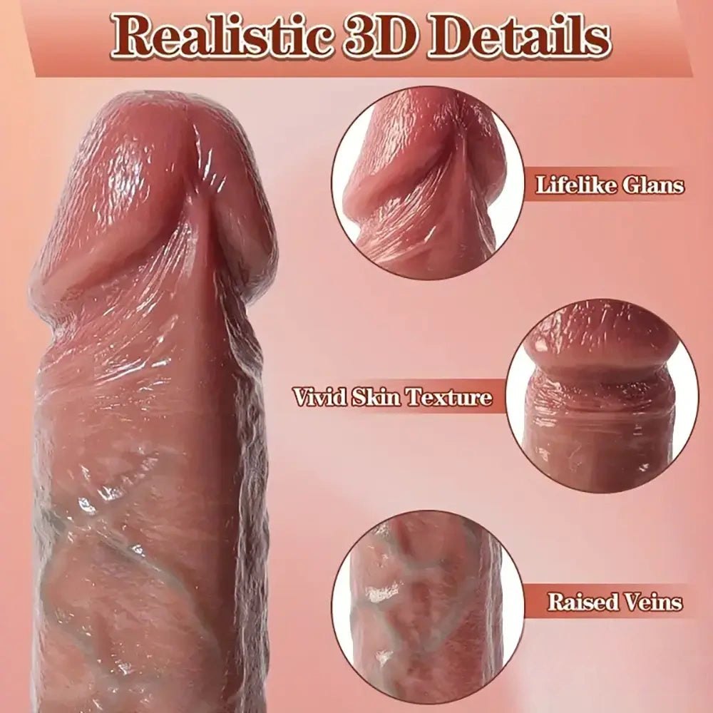 Flesh-tone suction cup dildo with 3D veins, photo 3