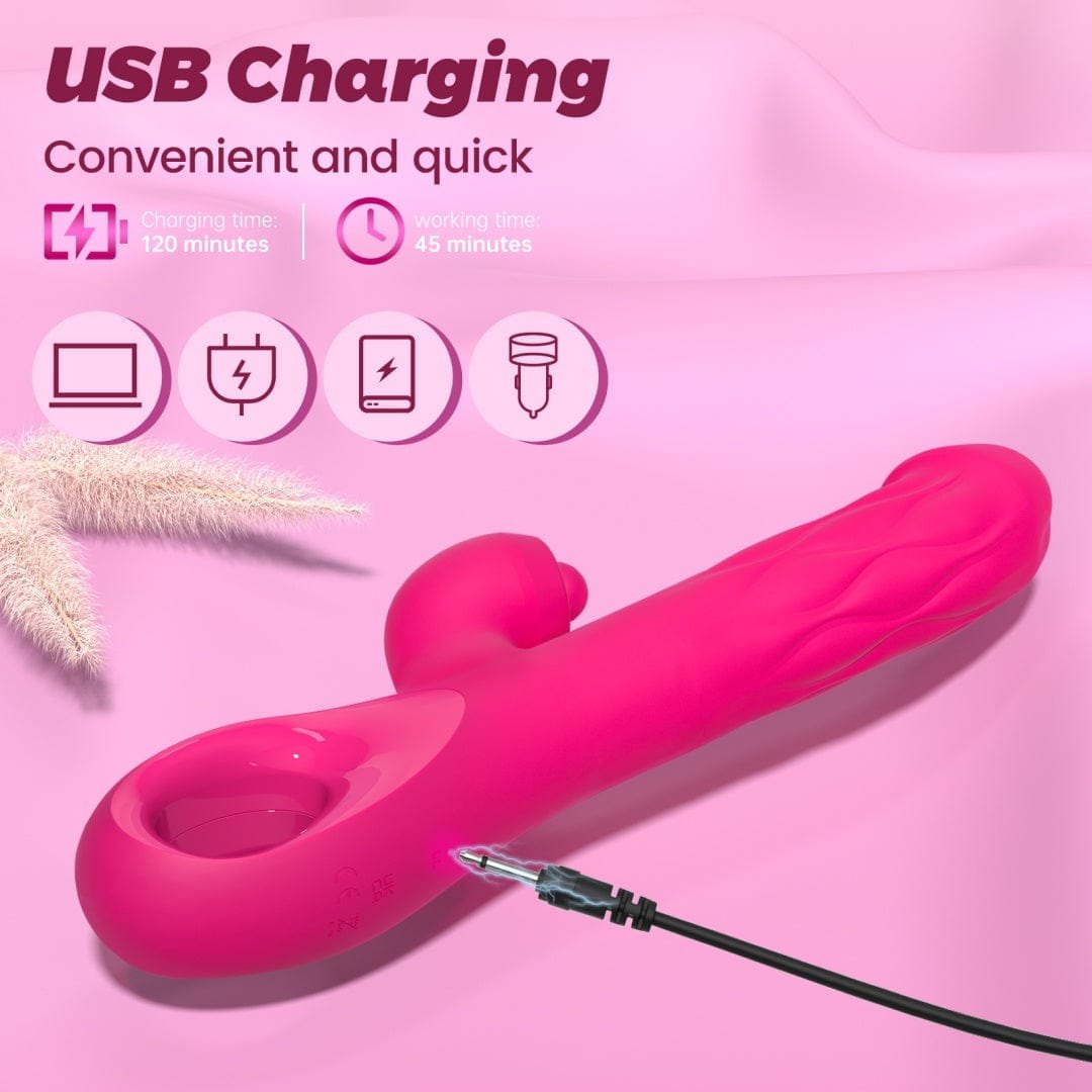 Rose red 4-in-1 rabbit vibrator, photo 9