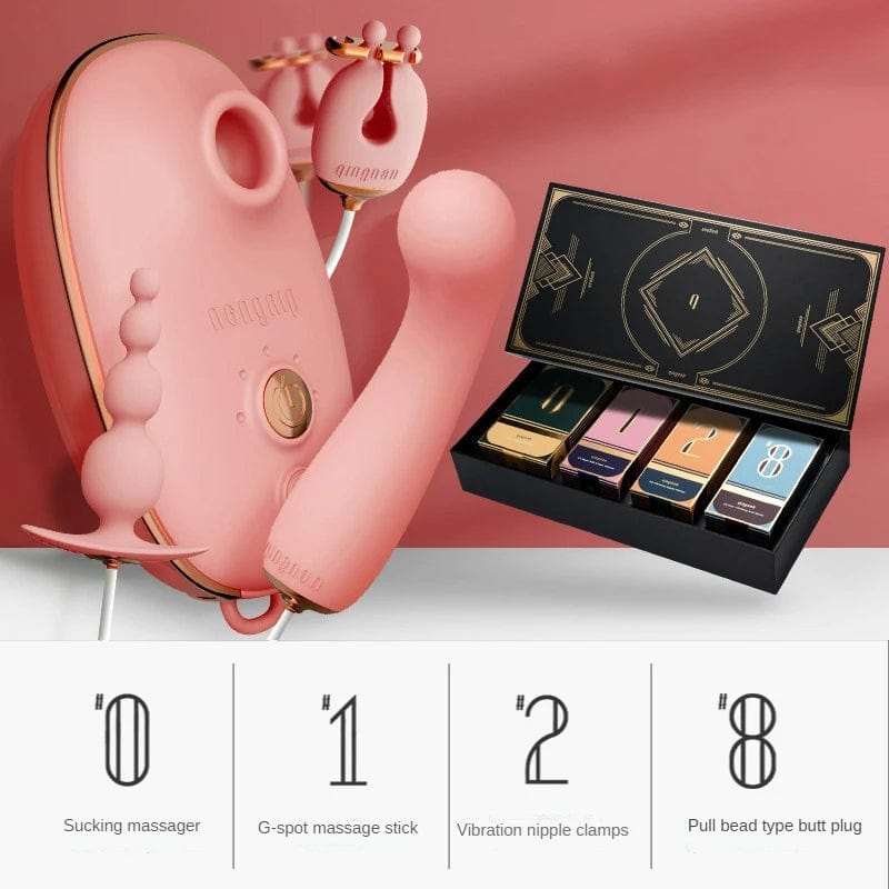 Pink 4-in-1 couples toy gift set