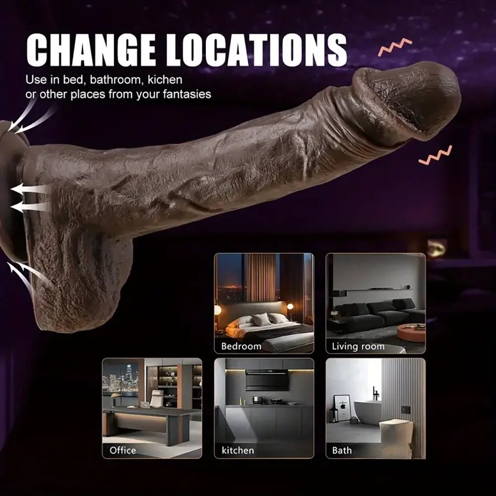Ebony silicone rotating thrusting dildo, photo 10