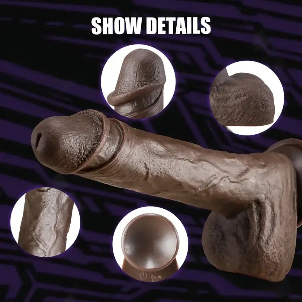 Ebony silicone rotating thrusting dildo, photo 4