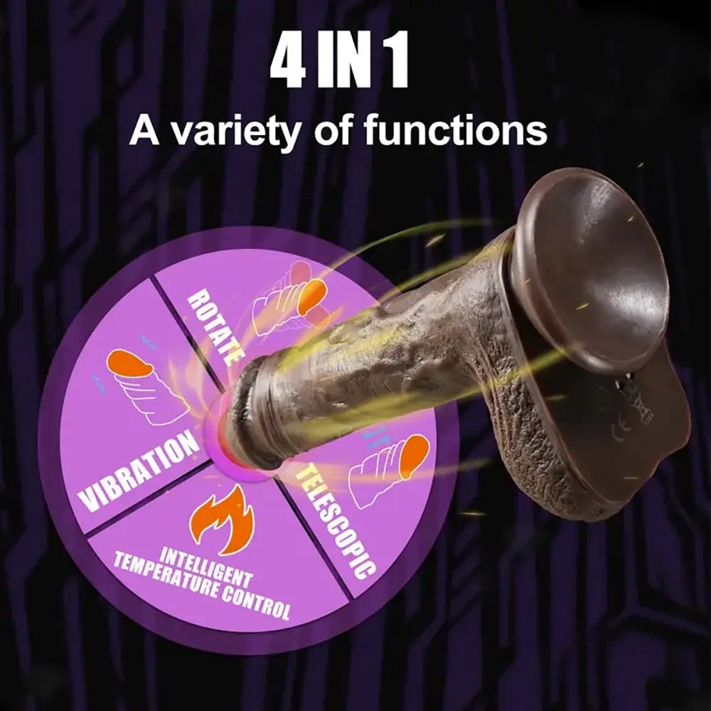 Ebony silicone rotating thrusting dildo, photo 5