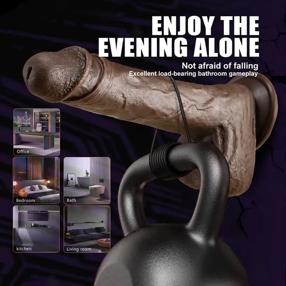 Ebony silicone rotating thrusting dildo, photo 8