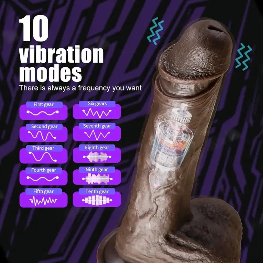 Ebony silicone rotating thrusting dildo, photo 9
