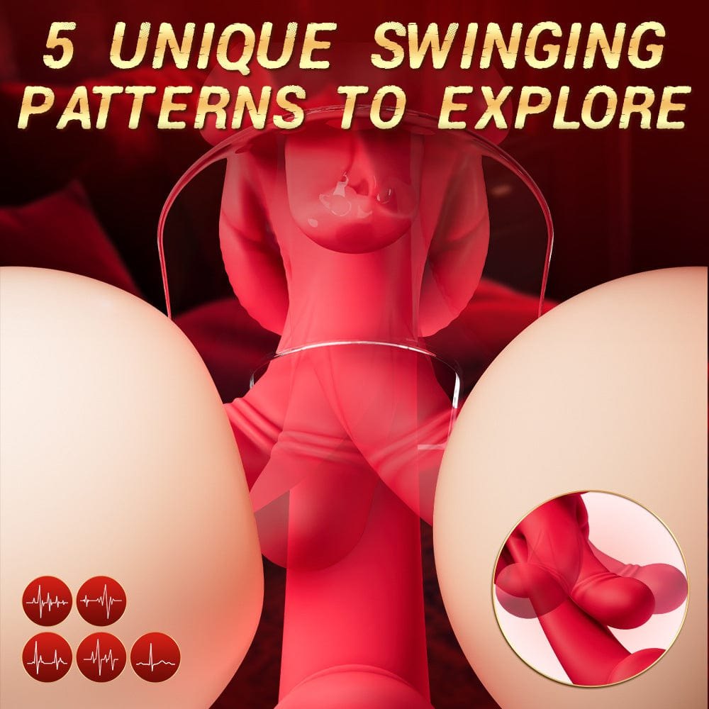 Red 4-in-1 tongue licking rabbit vibrator, photo 3
