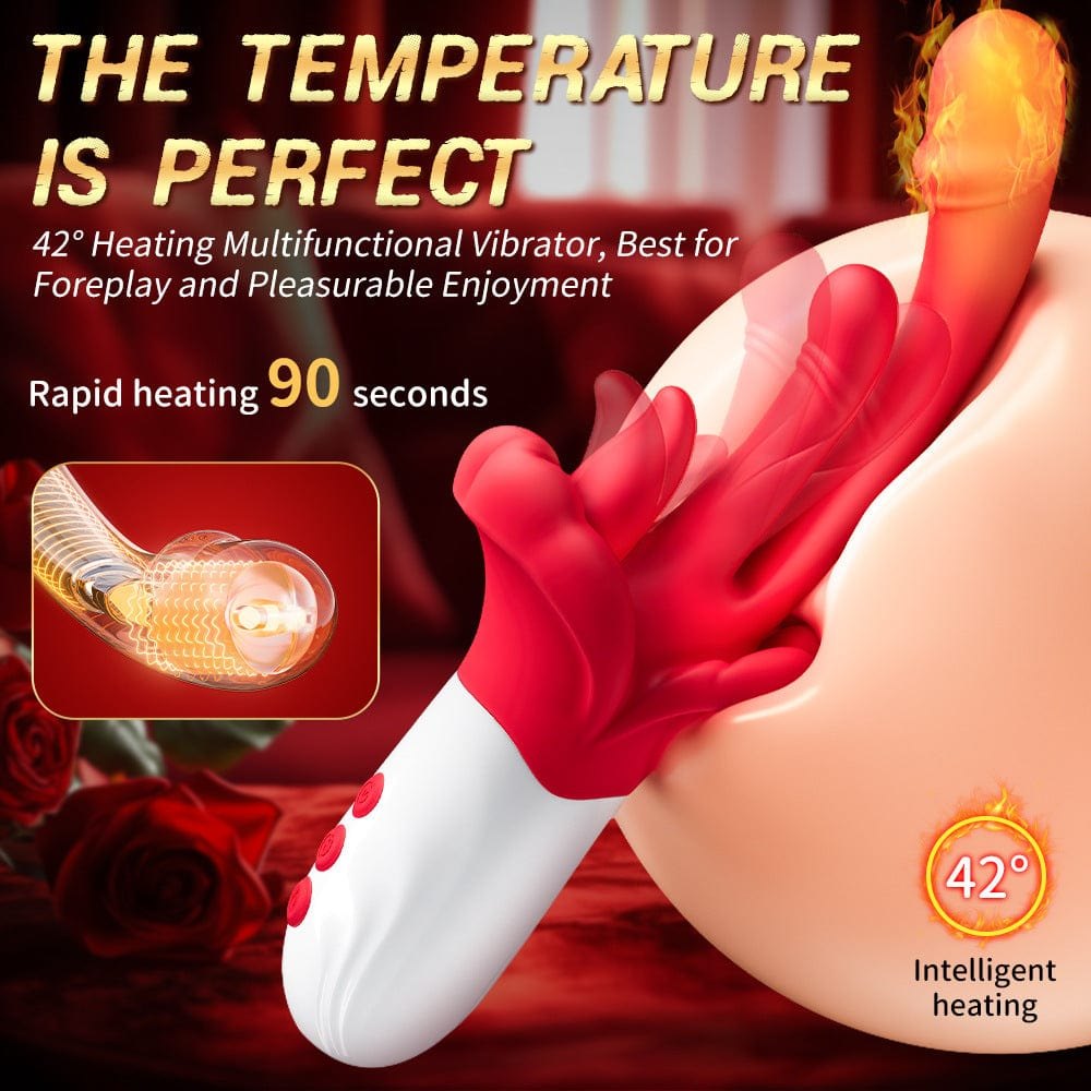 Red 4-in-1 tongue licking rabbit vibrator, photo 6