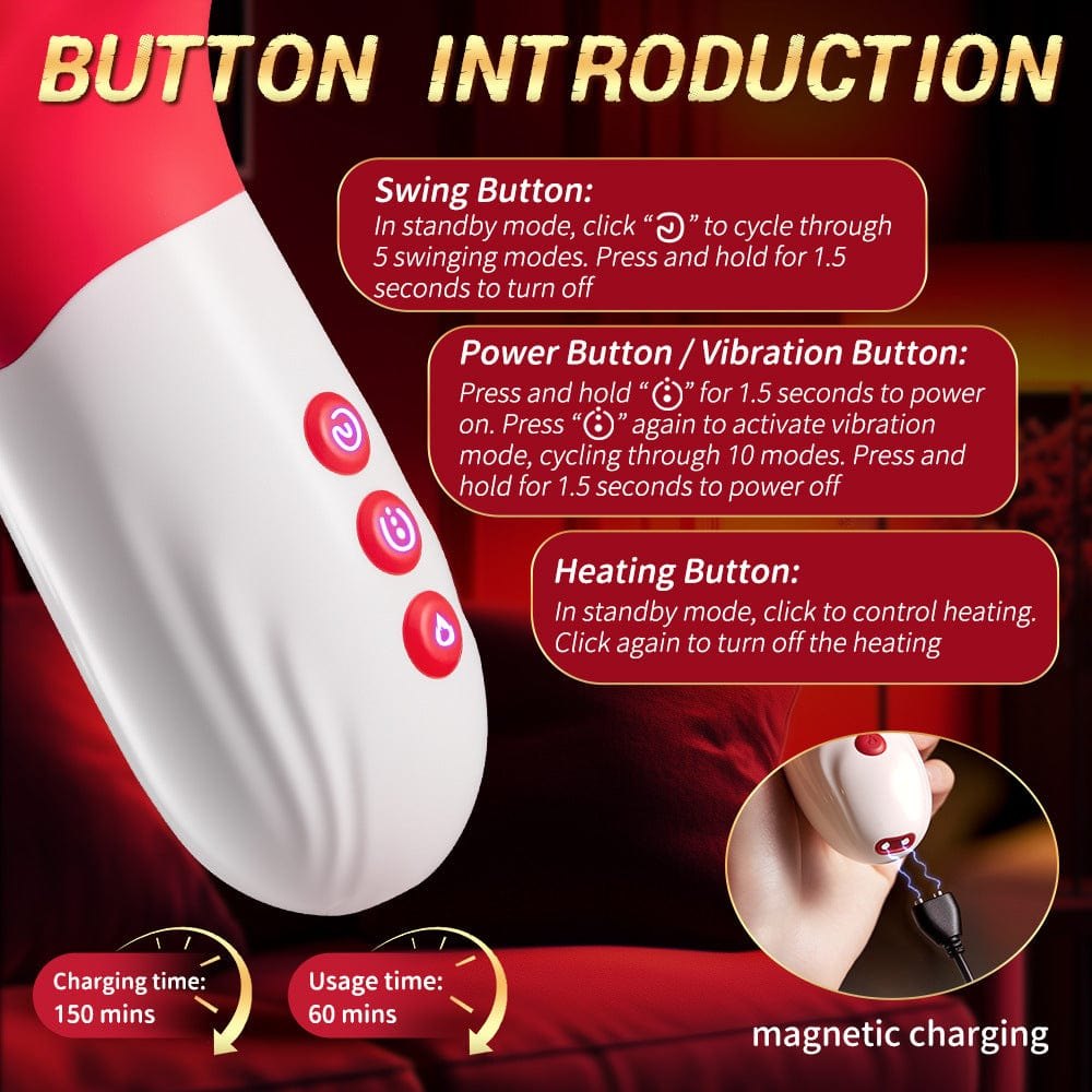 Red 4-in-1 tongue licking rabbit vibrator, photo 7