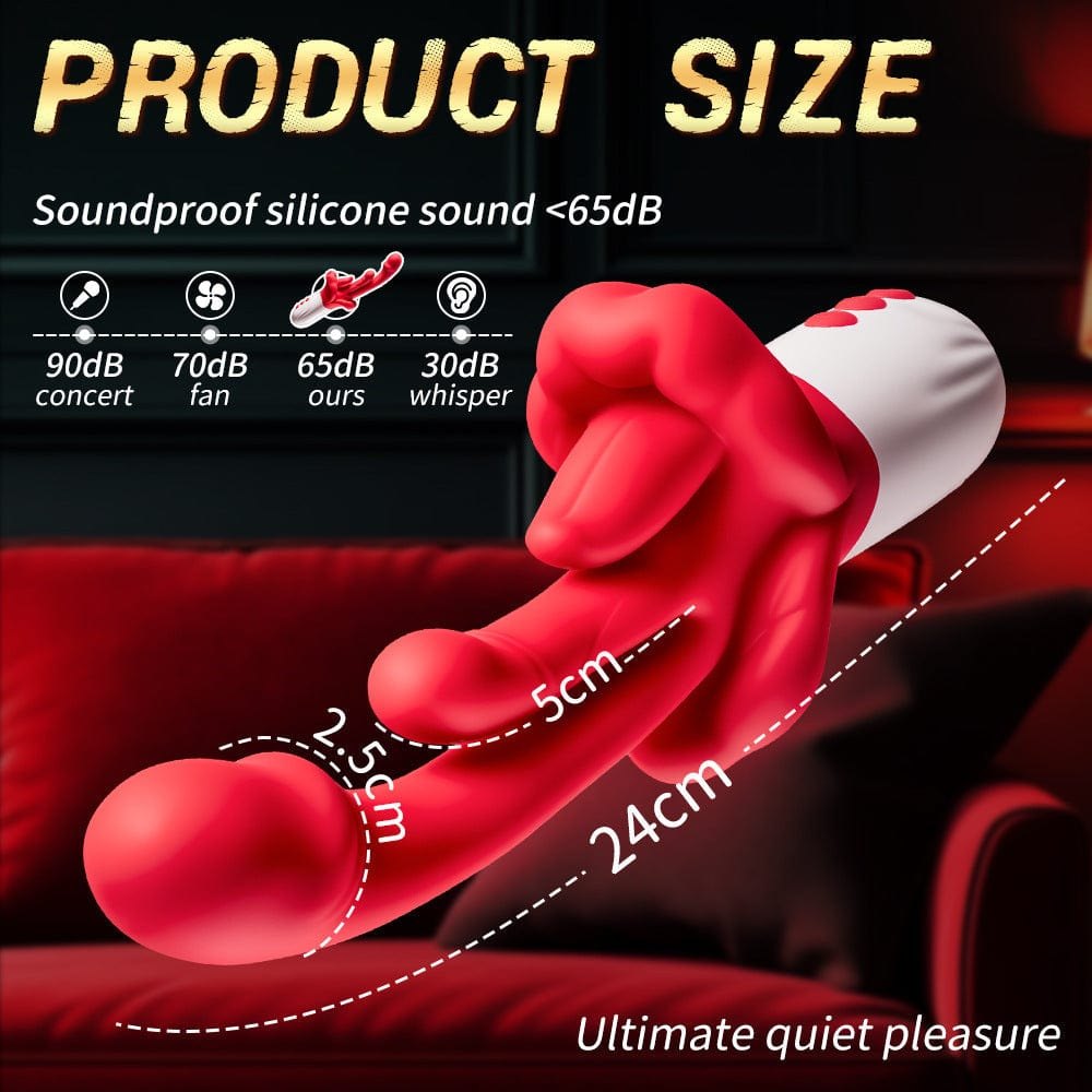 Red 4-in-1 tongue licking rabbit vibrator, photo 8