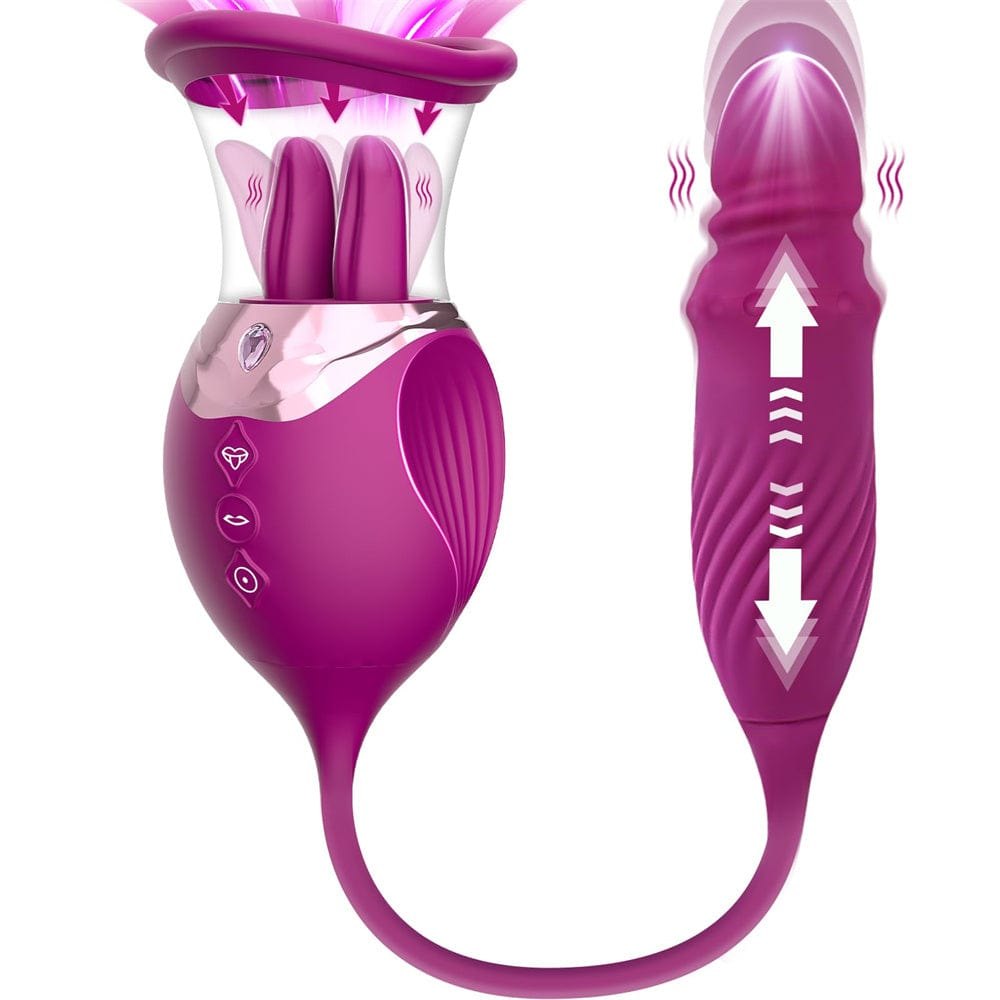 4-in-1 rose licking suction and thrusting vibrator, photo 1