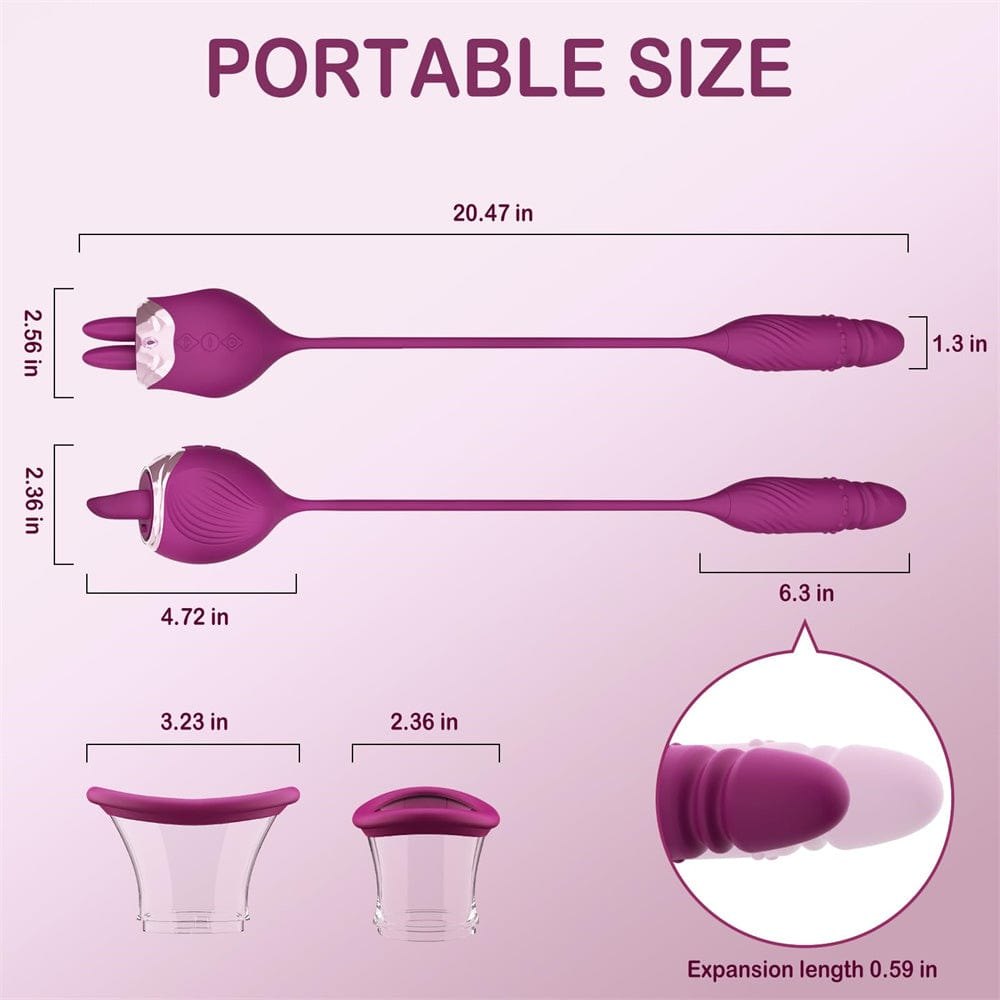 4-in-1 rose licking suction and thrusting vibrator, photo 5