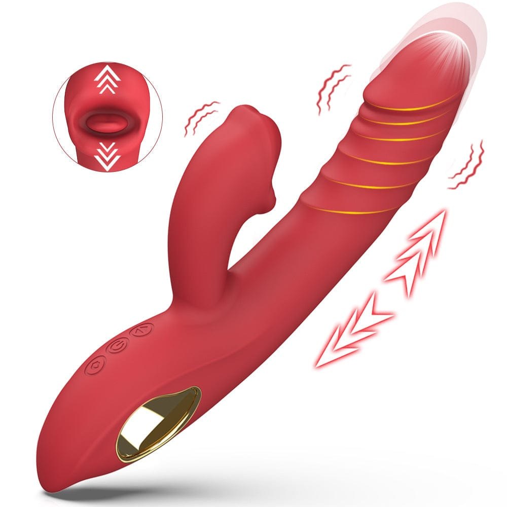 Red dual arm tongue and thrusting vibrator, photo 7