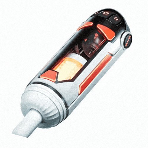 Heated thrusting male masturbator with orange accent lights, photo 1