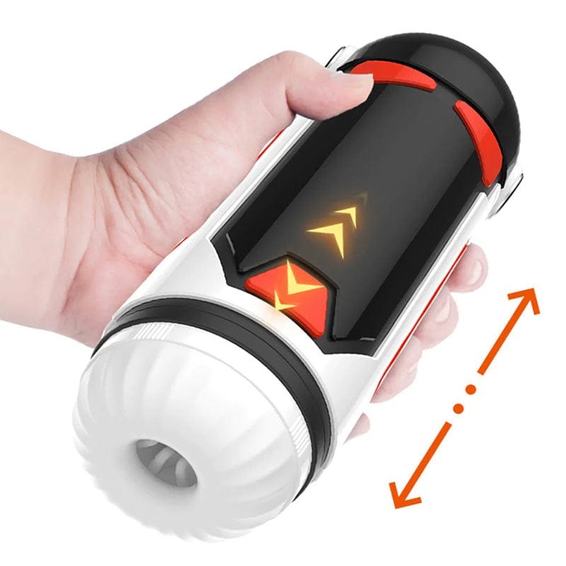 Heated thrusting male masturbator with orange accent lights, photo 2