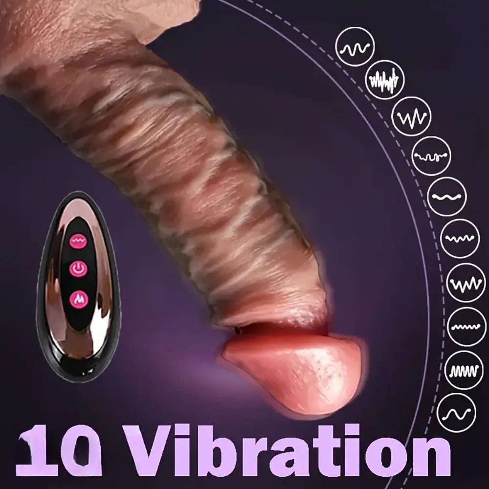 Brown vibrating rotating silicone dildo, photo 1