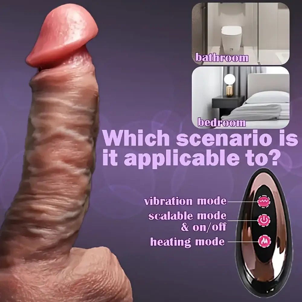 Brown vibrating rotating silicone dildo, photo 2