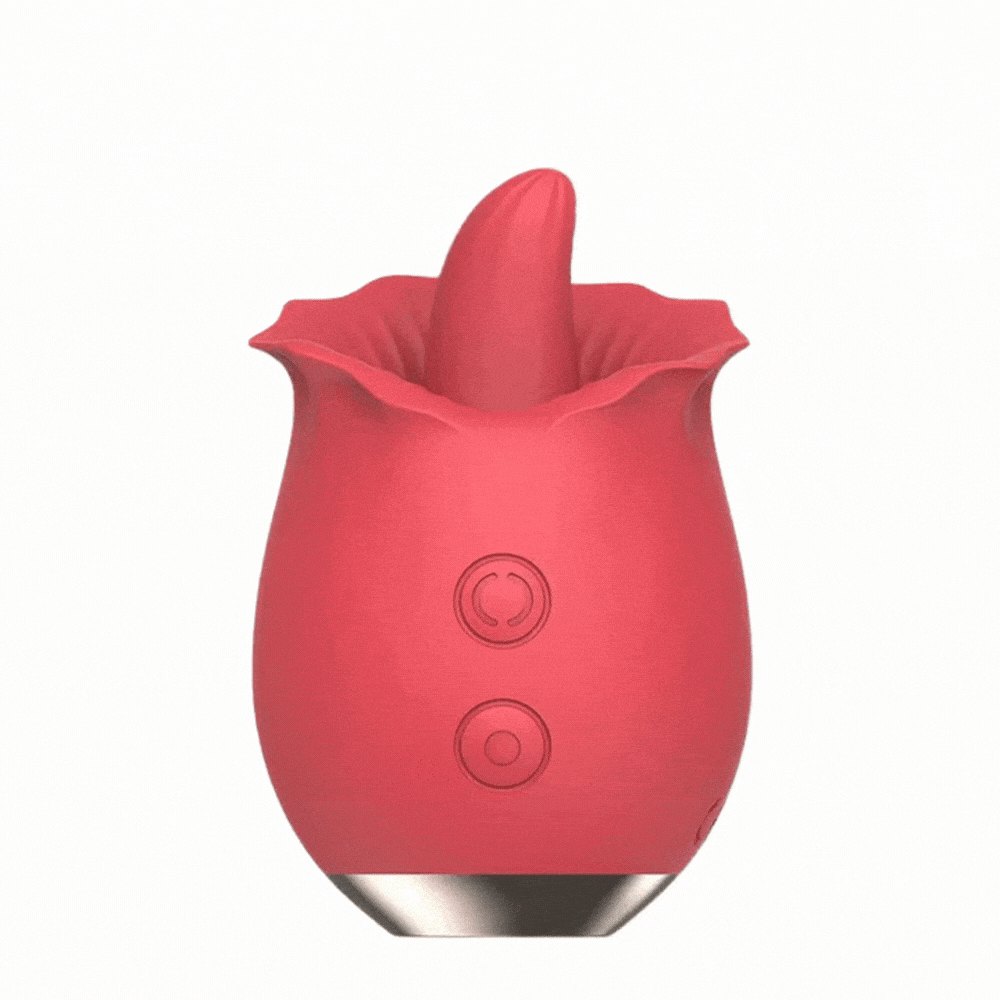 Red rose-shaped mini tongue vibrator, photo 1