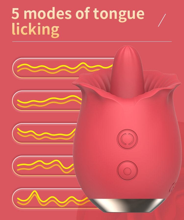 Red rose-shaped mini tongue vibrator, photo 2