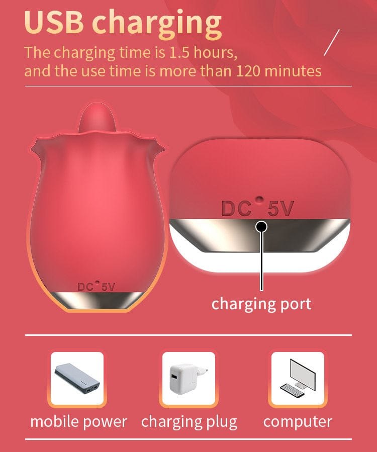 Red rose-shaped mini tongue vibrator, photo 4