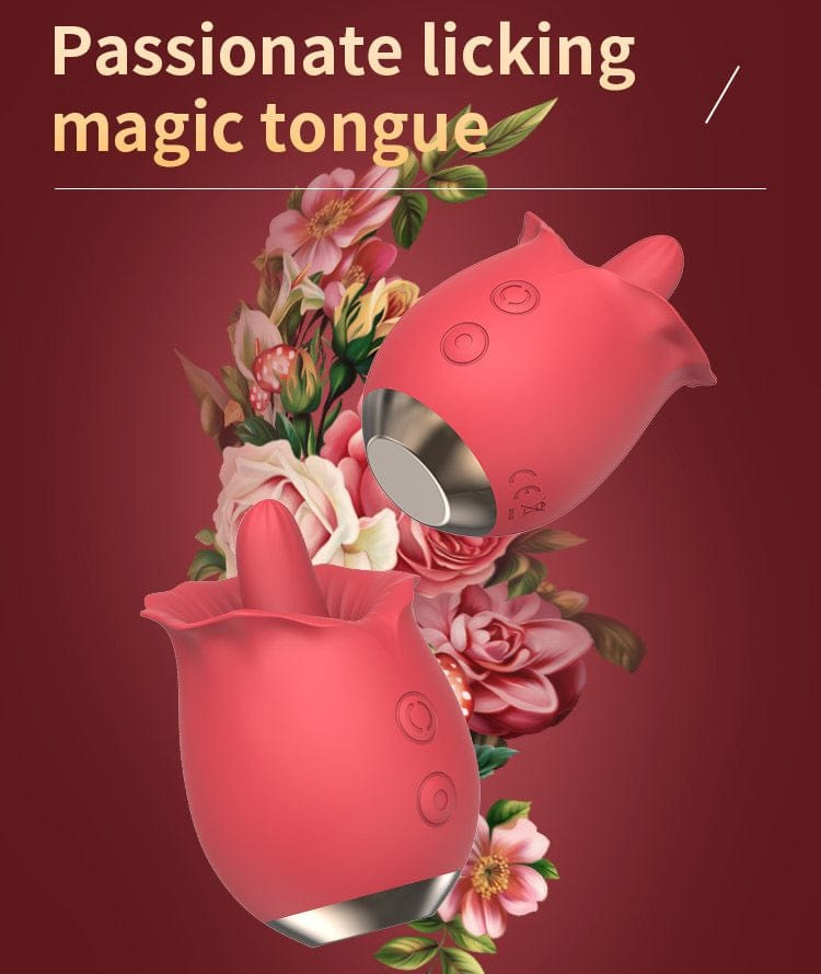 Red rose-shaped mini tongue vibrator, photo 5