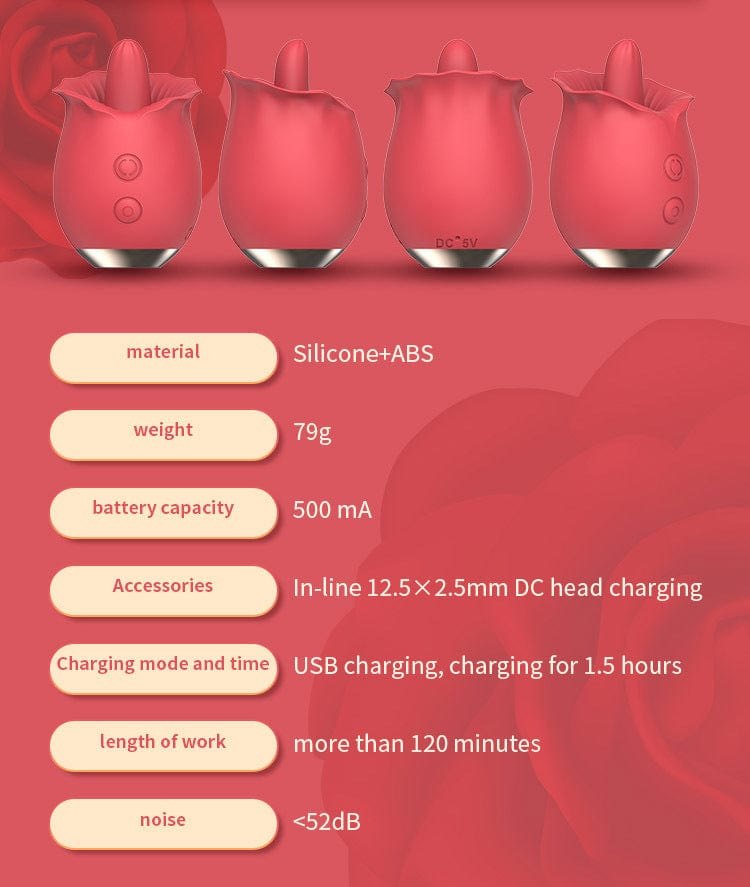 Red rose-shaped mini tongue vibrator, photo 8