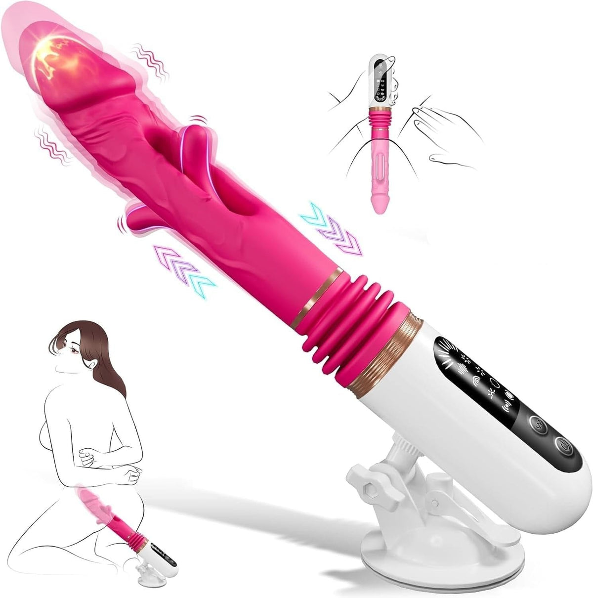 Pink silicone mounted dildo sex machine, photo 1