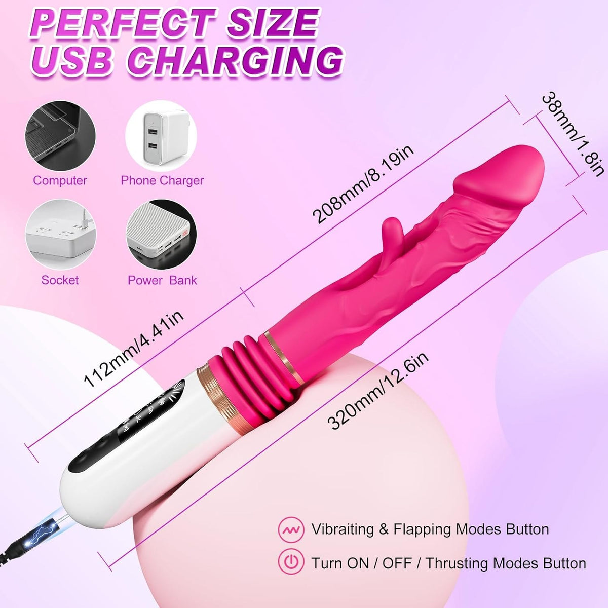 Pink silicone mounted dildo sex machine, photo 6