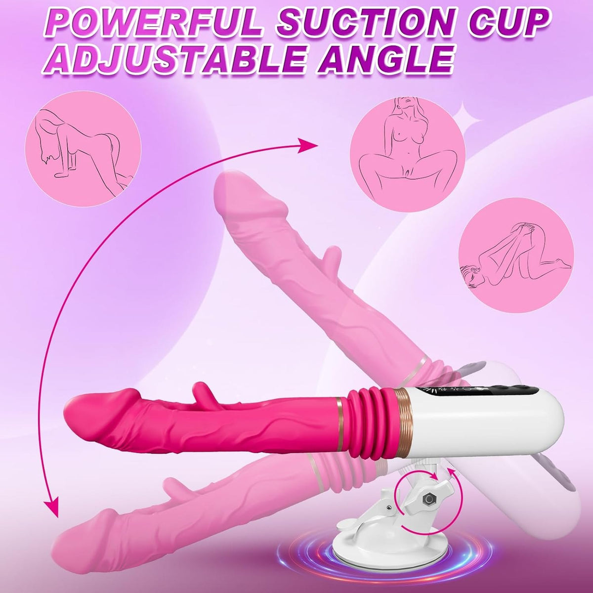 Pink silicone mounted dildo sex machine, photo 7