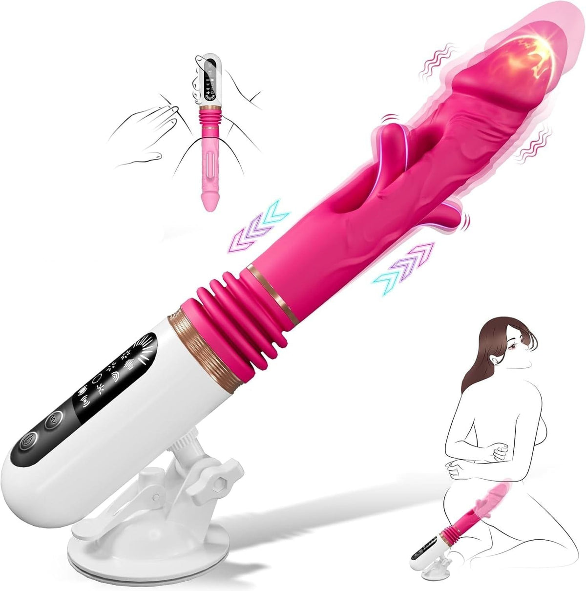 Pink silicone mounted dildo sex machine, photo 8