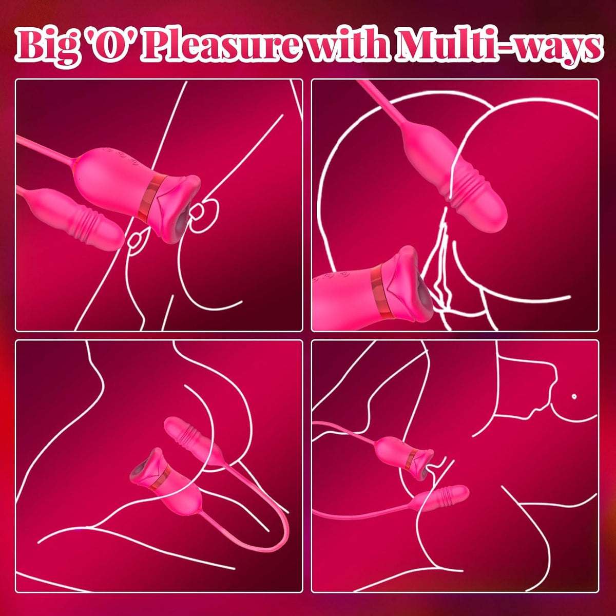 Red liquid silicone mouth suction tongue vibrator, photo 6