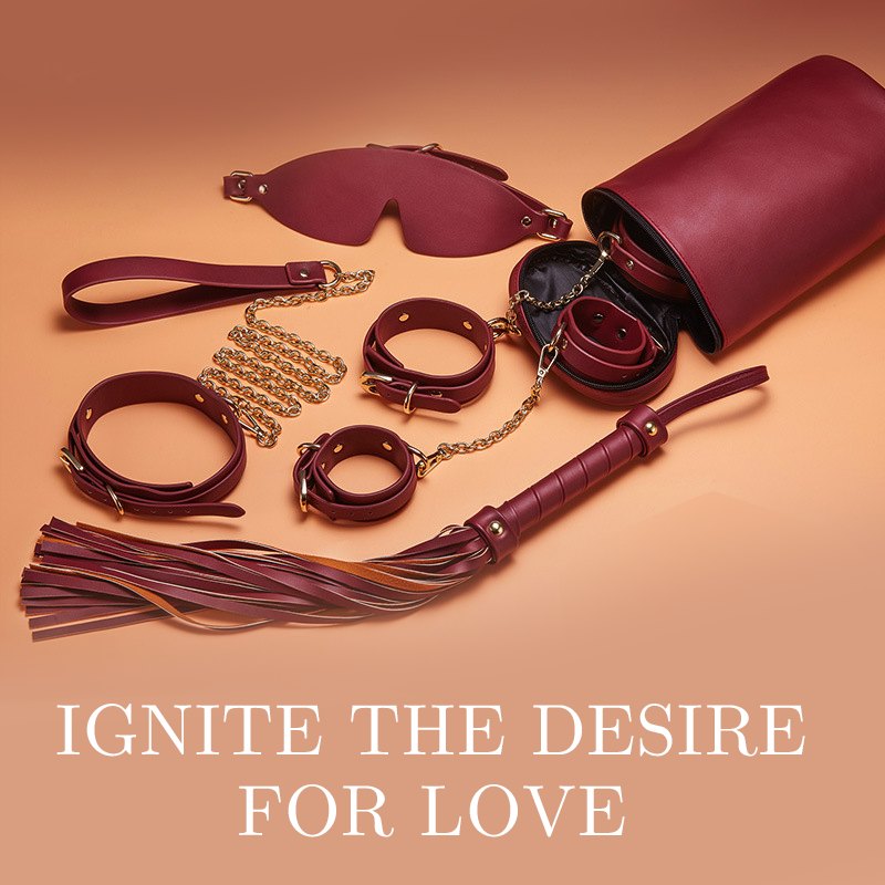 Wine red synthetic leather bondage set, photo 5