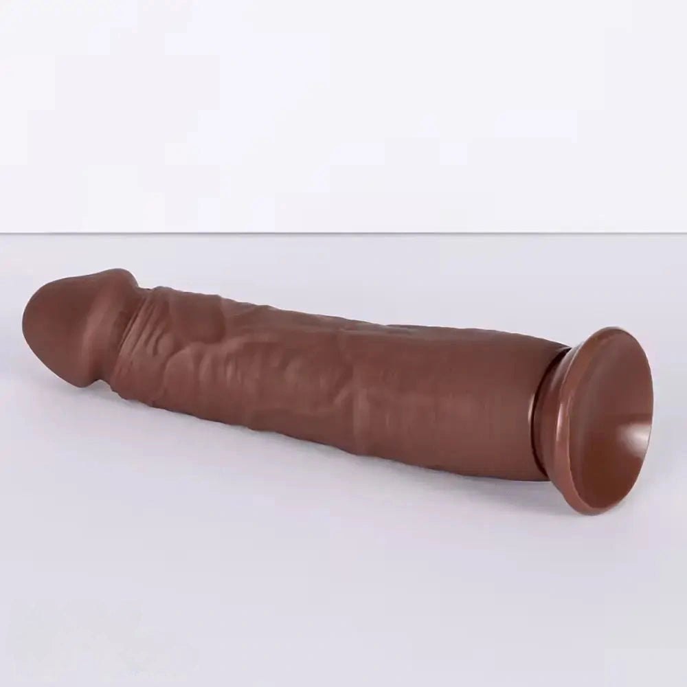 Brown silicone realistic dildo, large size lineup, photo 10