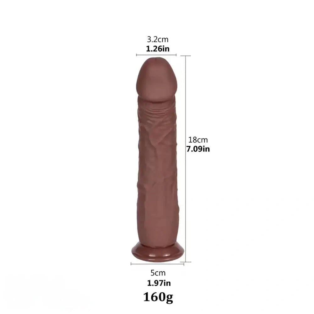 Brown silicone realistic dildo, large size lineup, photo 11