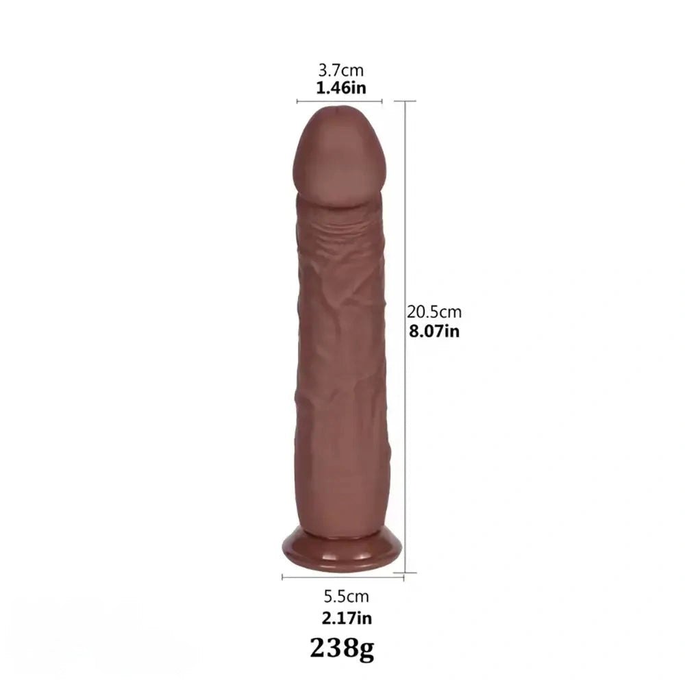 Brown silicone realistic dildo, large size lineup, photo 12